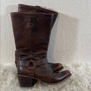 DURANGO Women's 13'' Harness Dark Brown Leather Pull On Cowgirl Western Boots 8